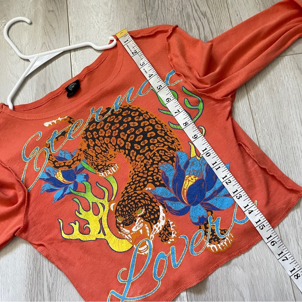 Urban Outfitters Top eternal lovers tiger graphic crop womens Orange (small) y2k - Picture 7 of 7
